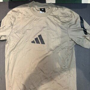 Adidas Men’s Tan/Beige Minimalist T-Shirt – Size S, Trendy Streetwear, Authentic